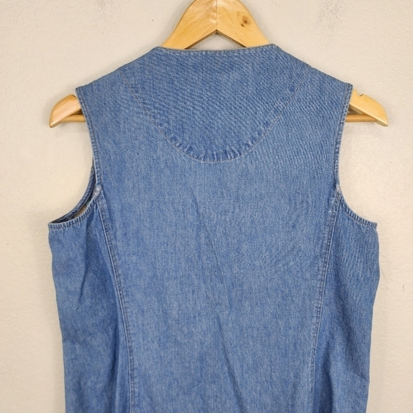 Sigrid Olsen Denim Embroidered Boho Vest Size 4 - Picture 9 of 10